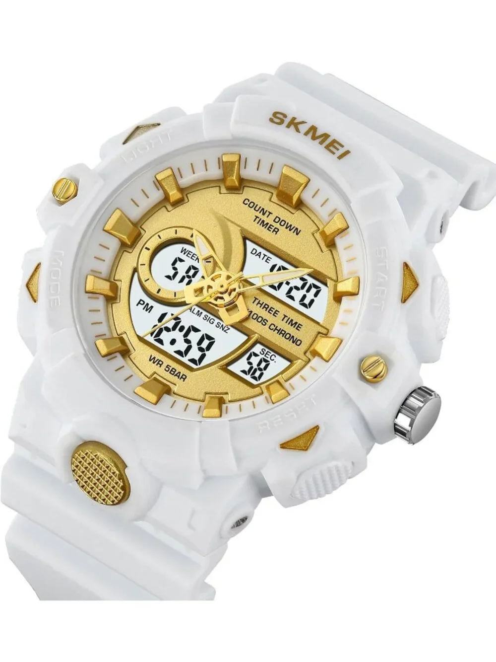 Men's White Analog Quartz Electronic Military Multifunction LED Digital Watch